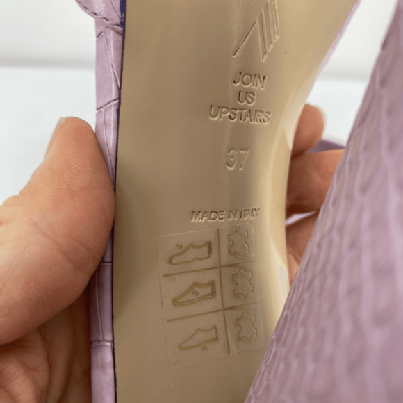 THE ATTICO Devon Slide Sandals Heel Square Toe Crock Embossed Leather Purple - Picture 10 of 10